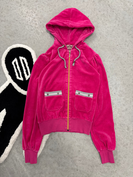 Juicy Couture Pink Velour Zip Hoodie Sz Medium