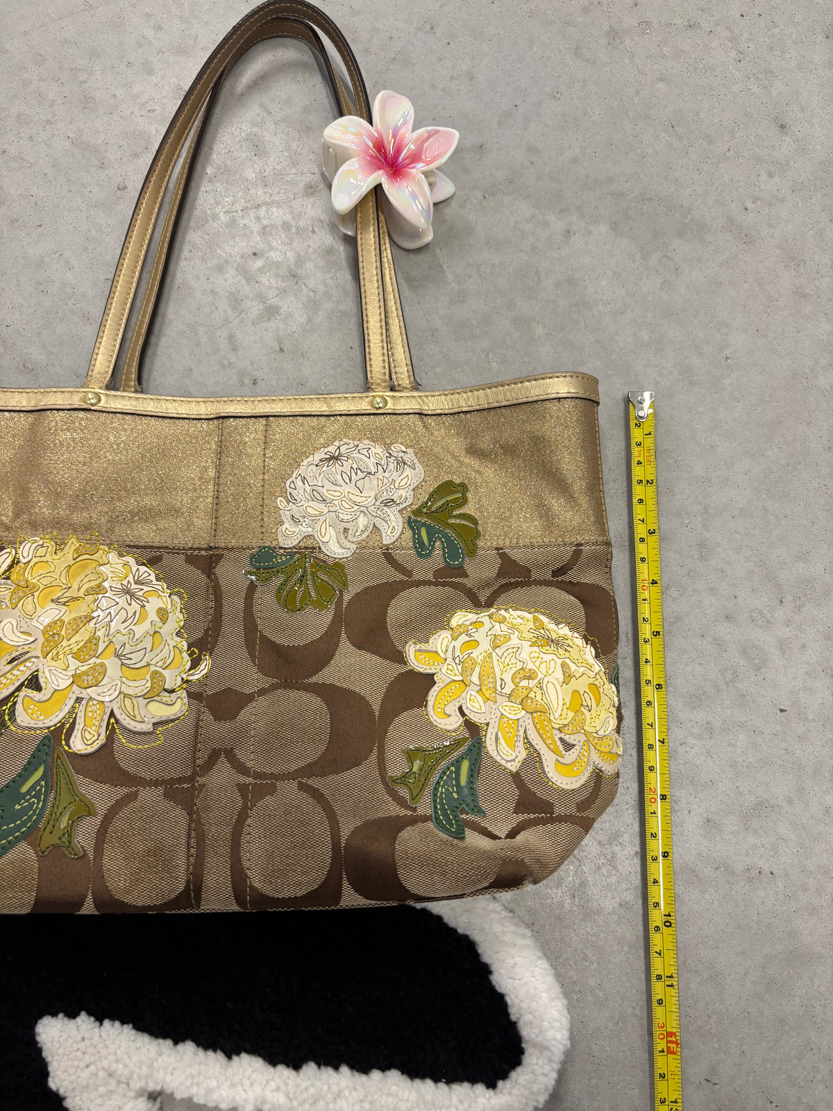 Coach 12204 Khaki Signature Floral Tote Bag