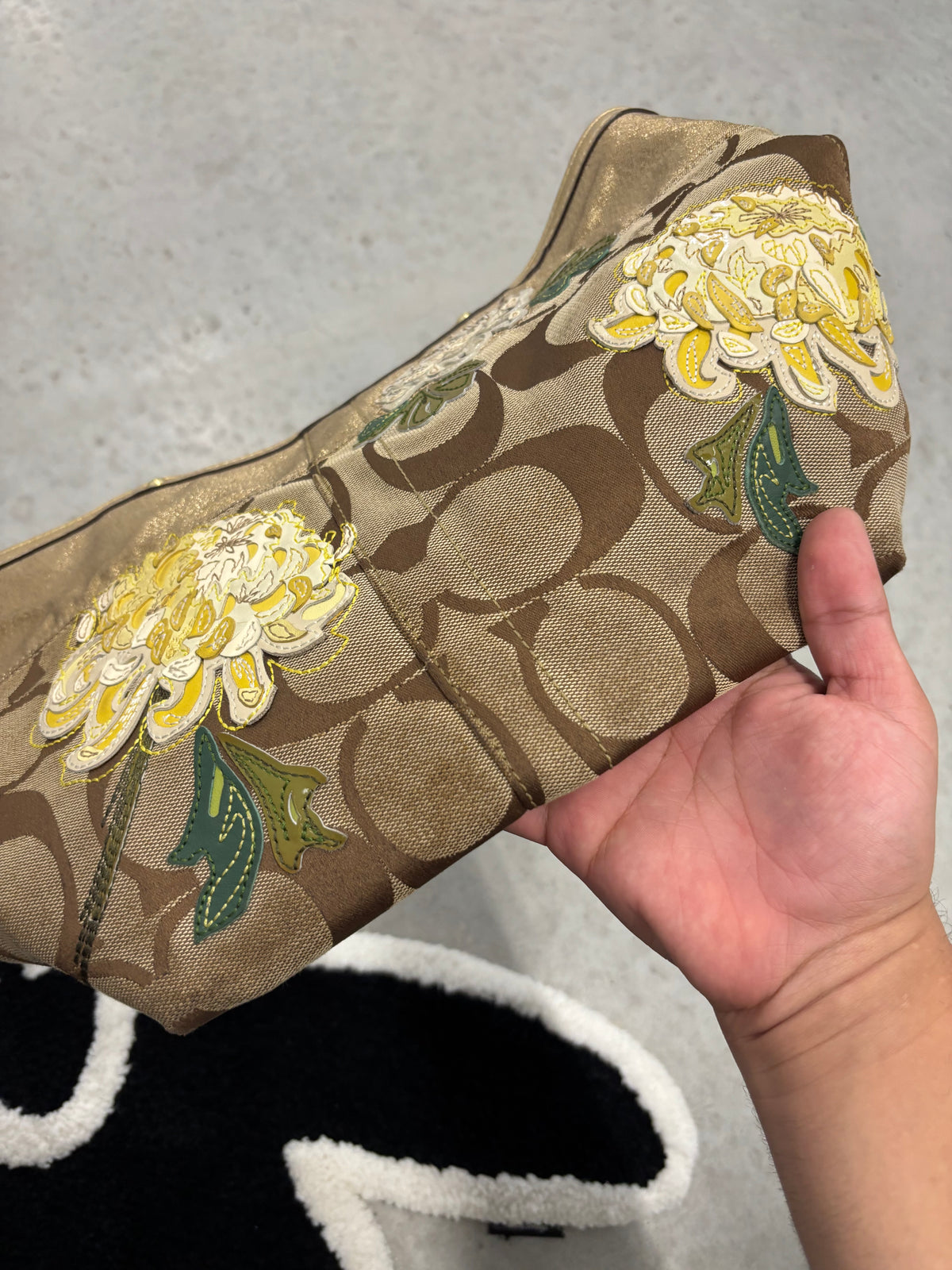Coach 12204 Khaki Signature Floral Tote Bag