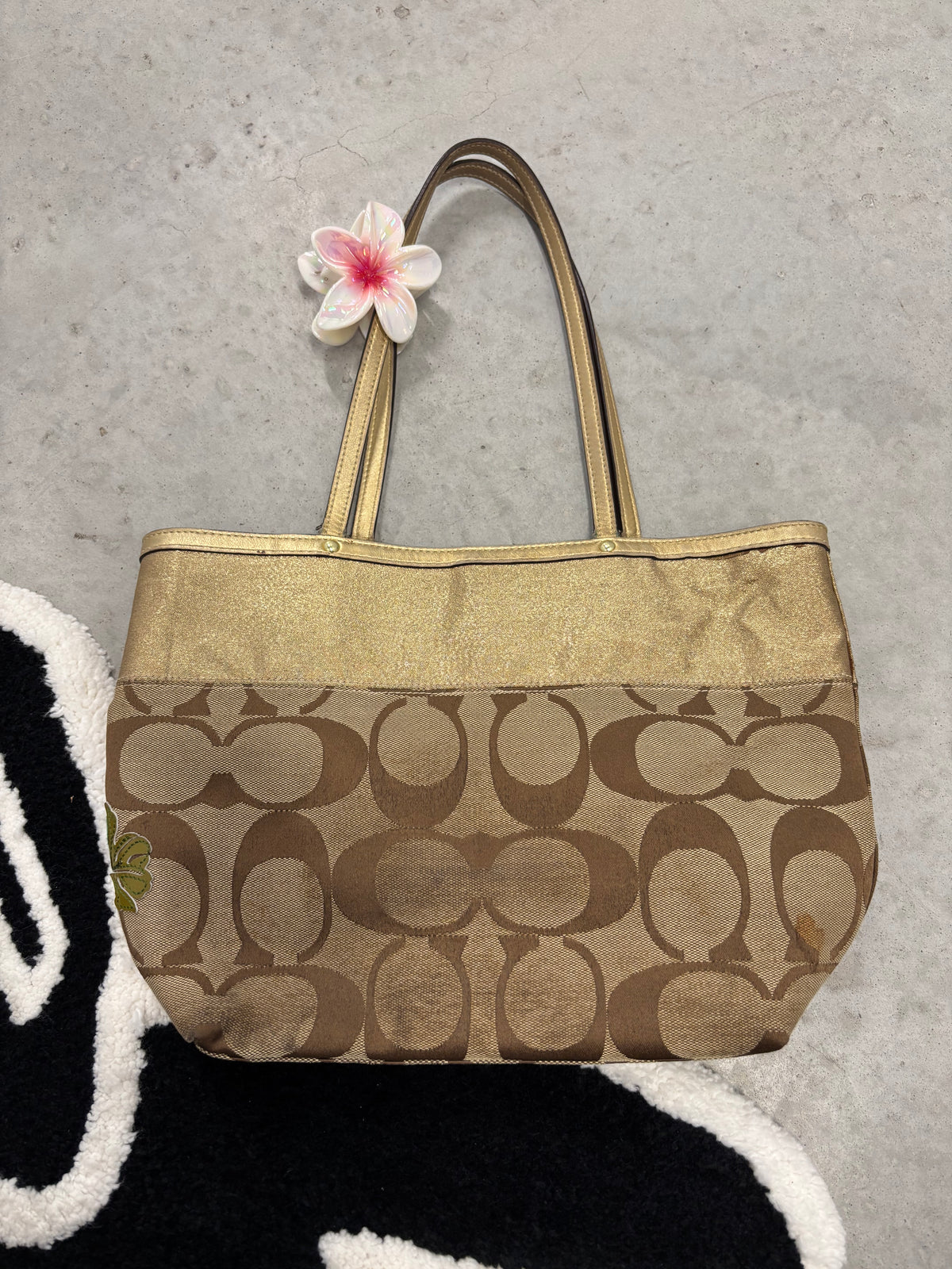 Coach 12204 Khaki Signature Floral Tote Bag
