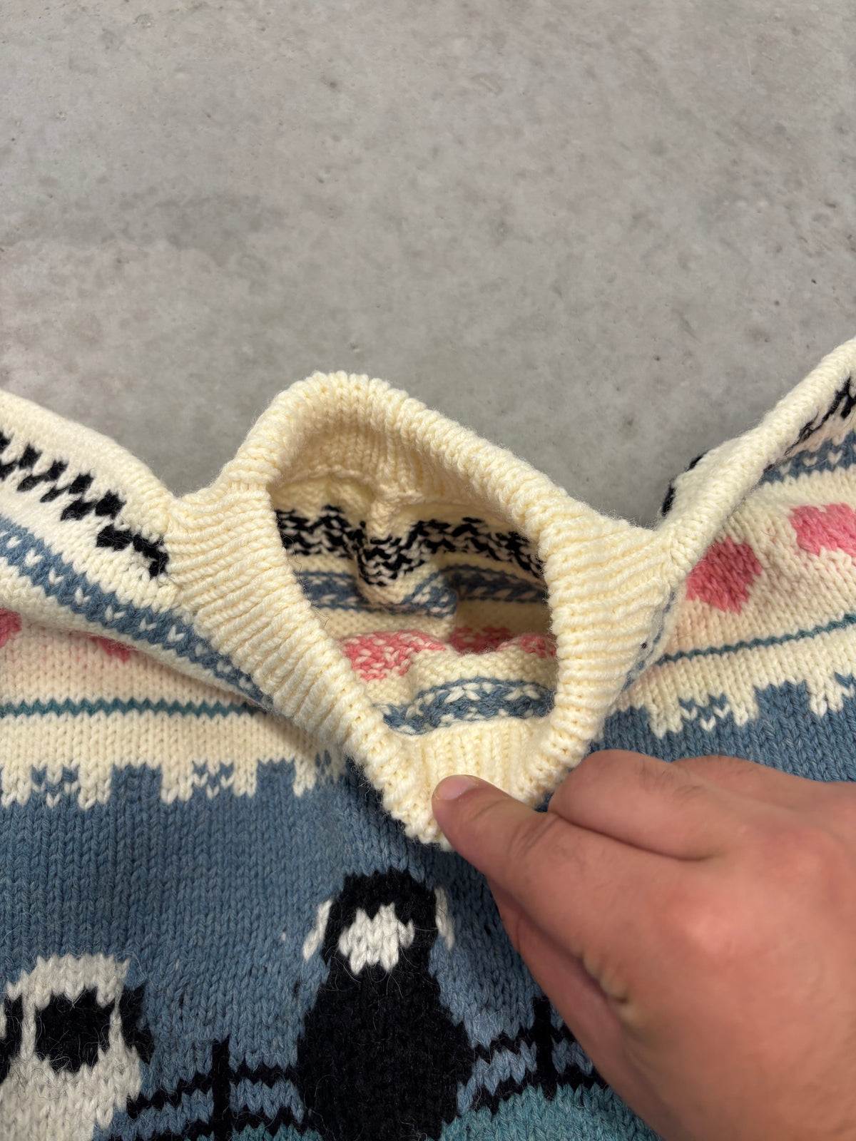 Fairisle 1960s Sweater With Hearts And Sheep Sz Medium (Day 20)