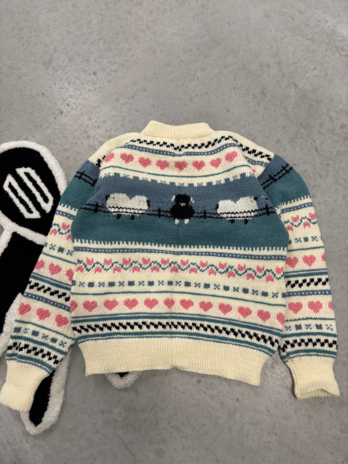 Fairisle 1960s Sweater With Hearts And Sheep Sz Medium (Day 20)