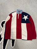 Vintage 90s Tommy Hilfiger Jeans USA Flag Logo Fleece Pullover Mens Sz Large (Day 19)