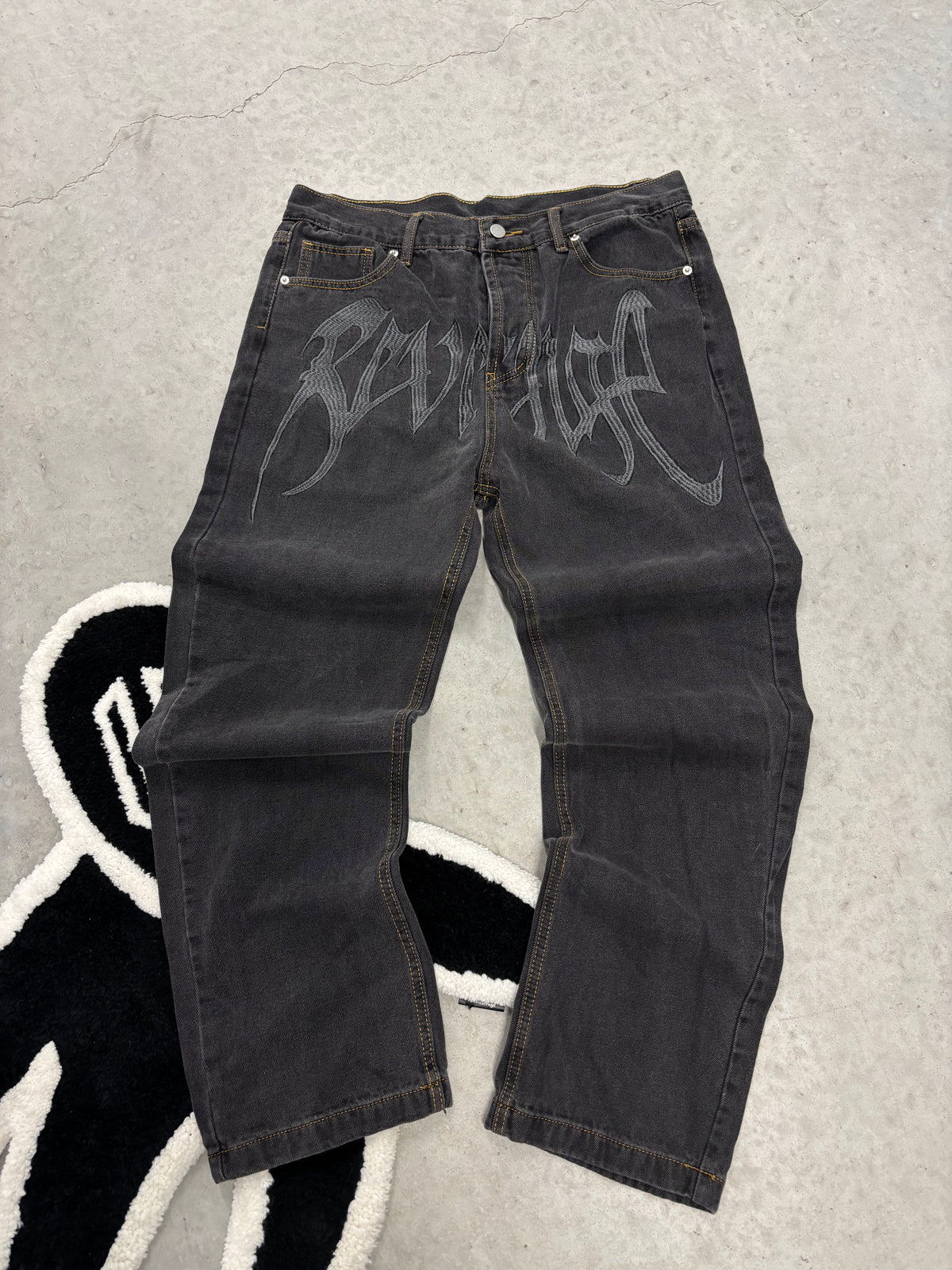 Revenge Flame Print Dark Grey Jeans 34x30 (Day 20)