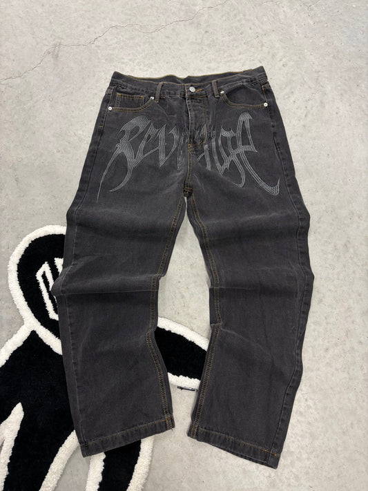 Revenge Flame Print Dark Grey Jeans 34x30 (Day 20)