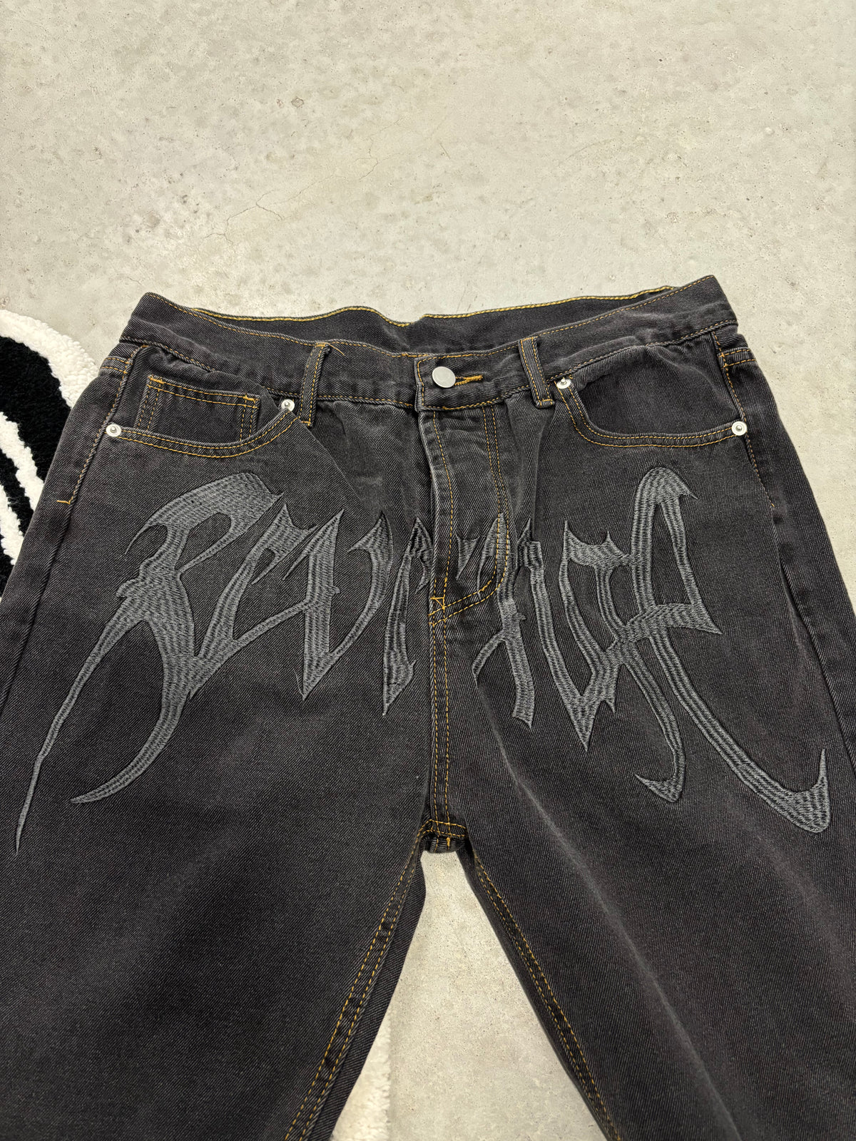 Revenge Flame Print Dark Grey Jeans 34x30 (Day 20)