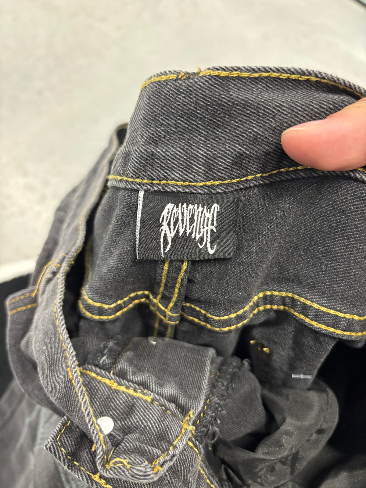 Revenge Flame Print Dark Grey Jeans 34x30 (Day 20)