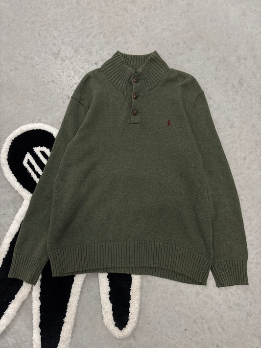Polo Ralph Lauren Olive Knit Button Sweater Sz Large (Day 20)