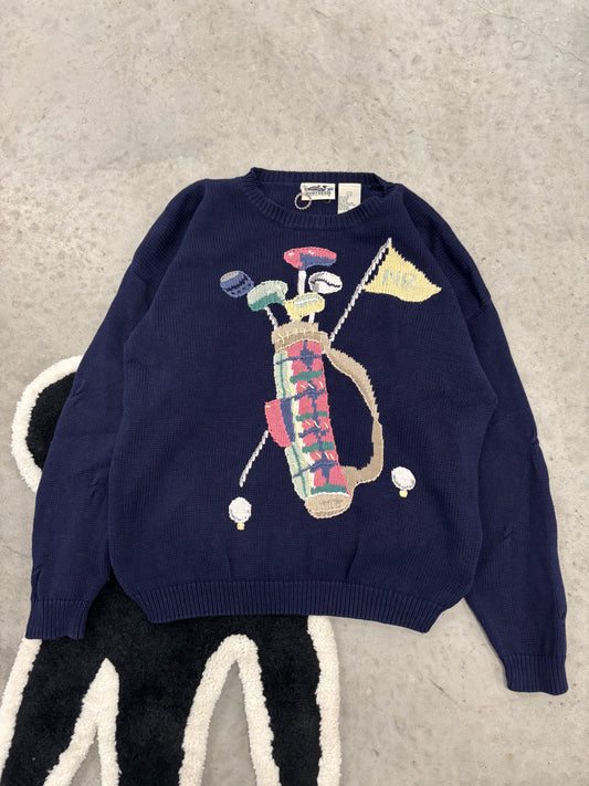 Vintage Golf Knit Crewneck Sweater Sz Large (Day 23)