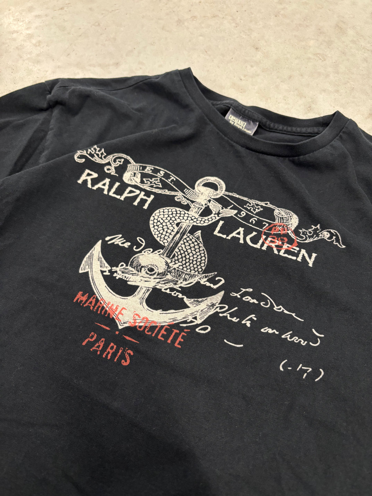 Polo Ralph Lauren Paris Graphic Polo Shirt Navy Sz Small (Day 24)